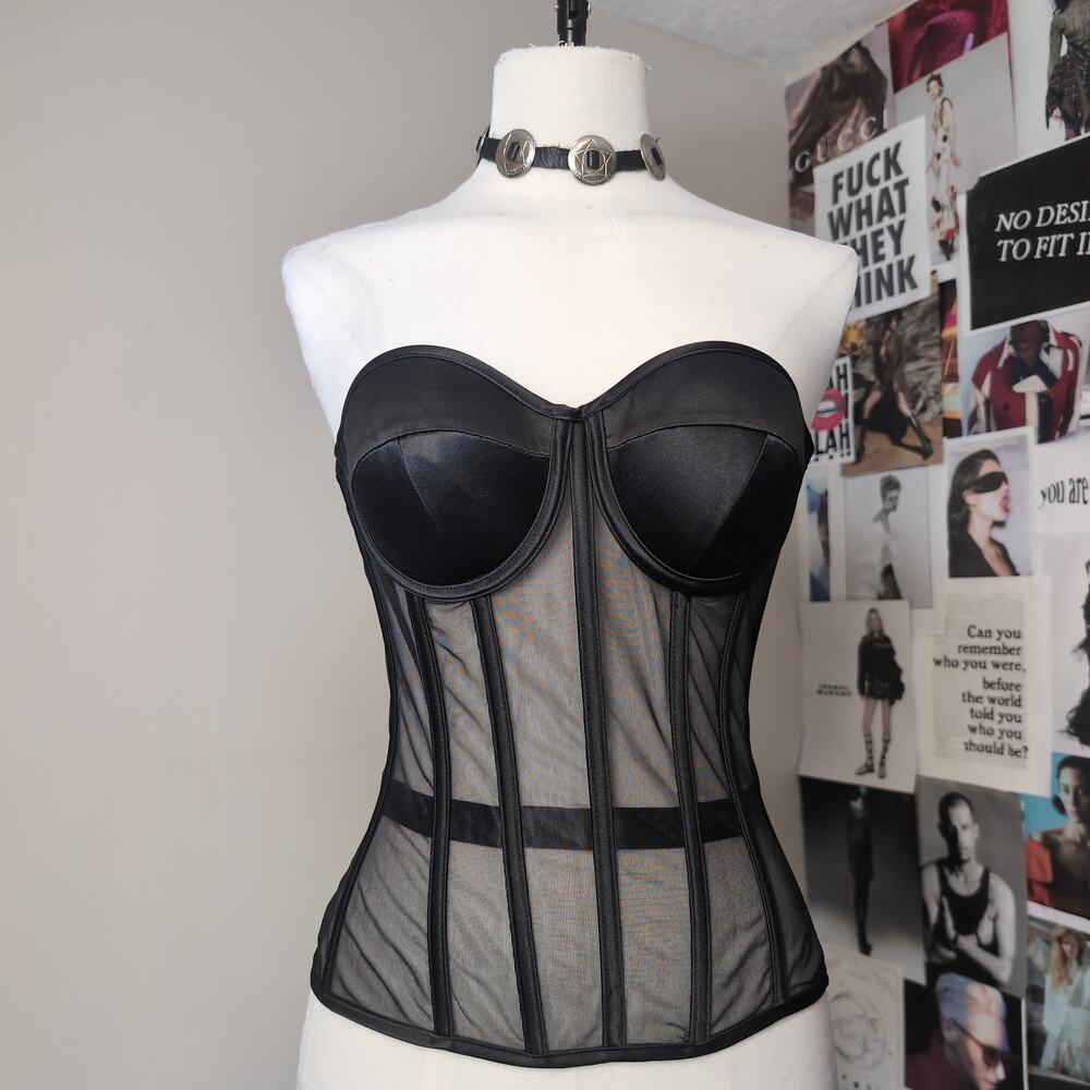 Mesh Underwire Bustier Boned Corset Top